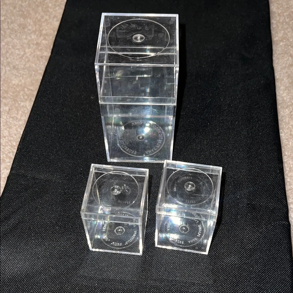 3  mini acrylic clear plastic storage boxes for sports memorabilia or coins